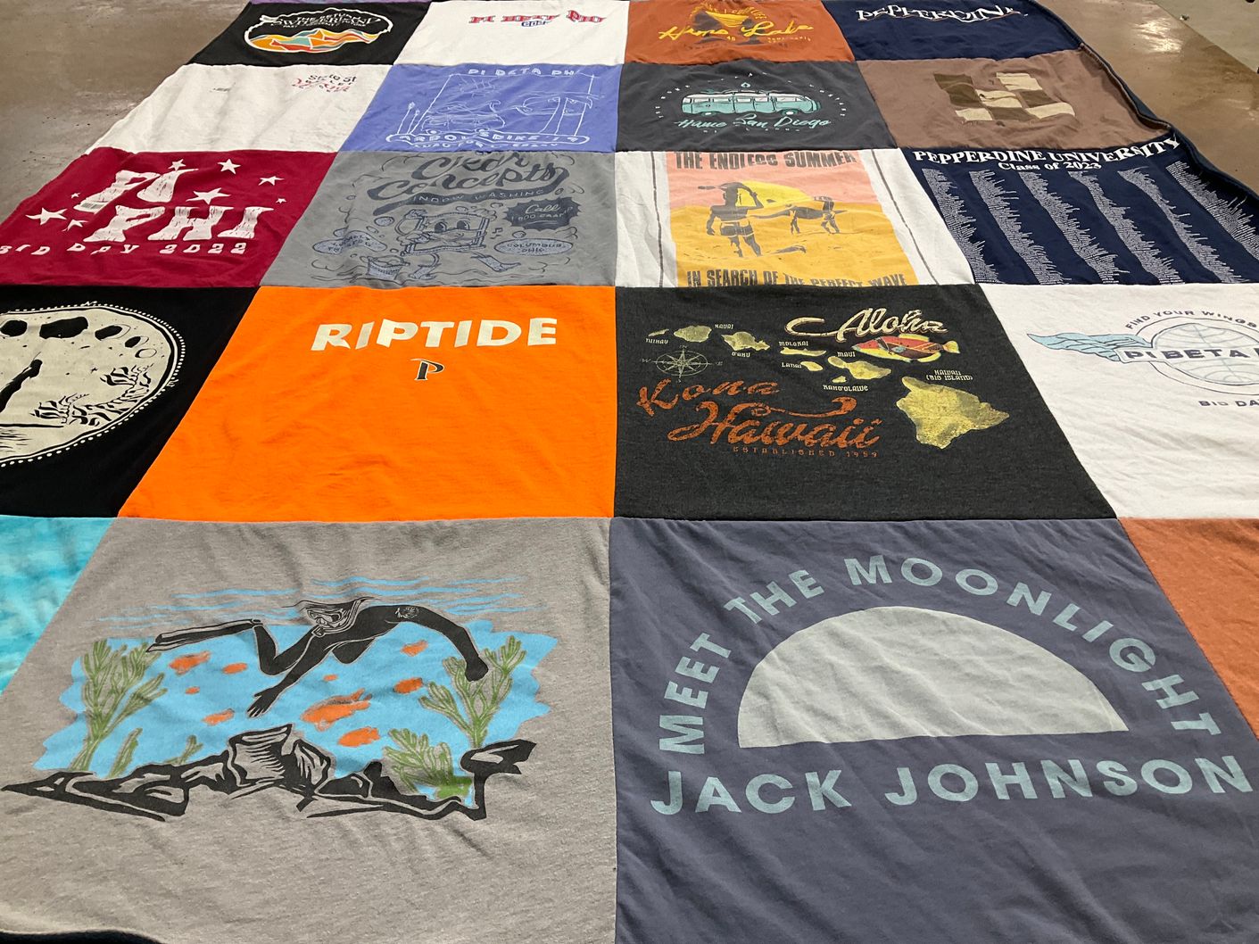 T-shirt quilt from pepperdine university by Amy from CA