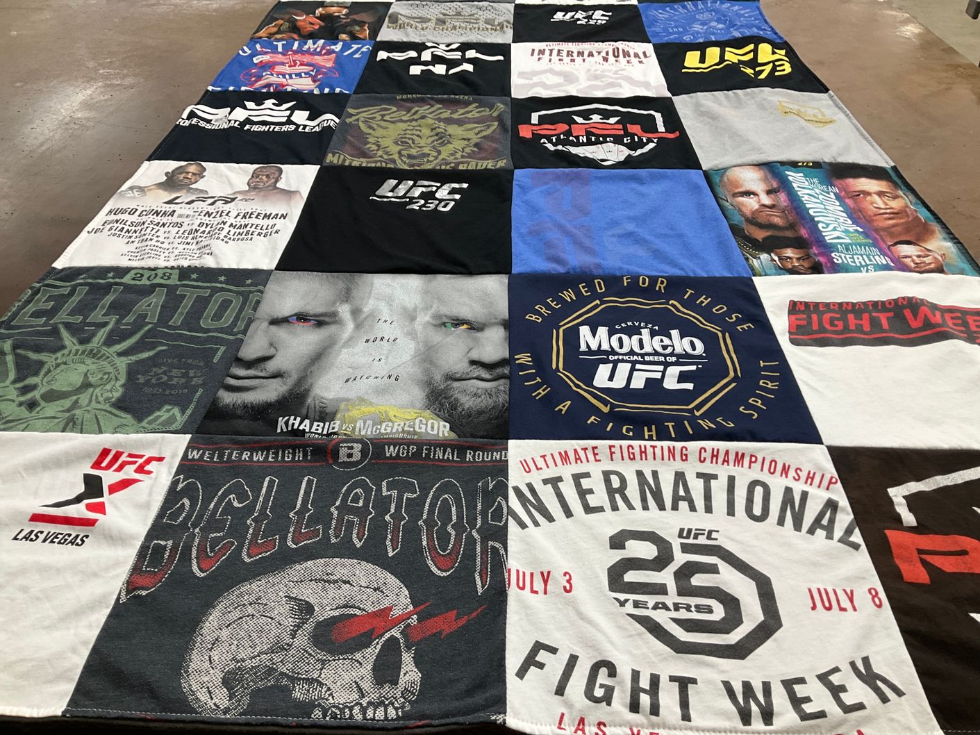 T-shirt quilt with mixed martial arts, ufc themes by Doris from NC
