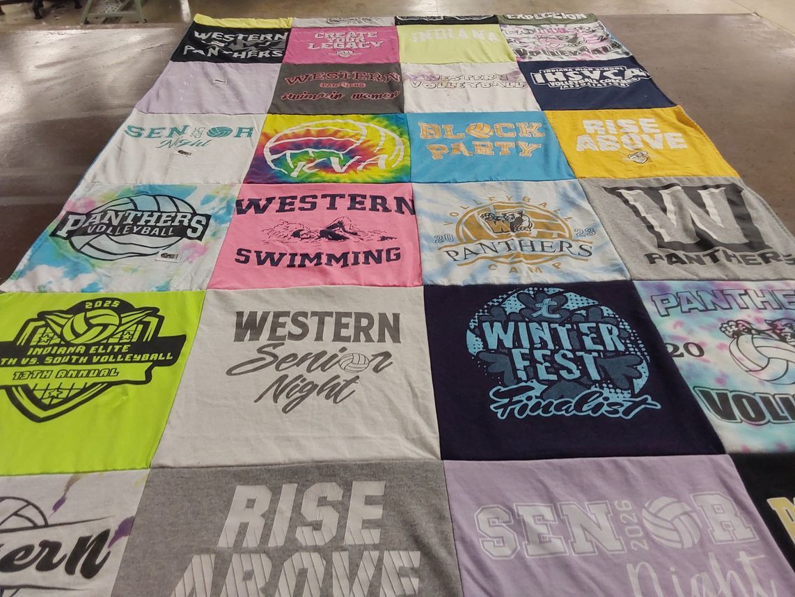 T-shirt quilt featuring western panthers volleyball by Amy from IN
