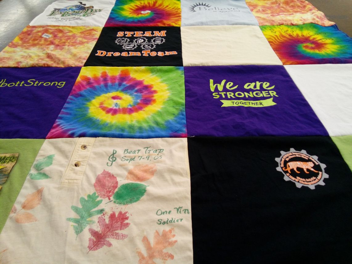 T-shirt quilt with steam, community themes by MaryLynne from CO
