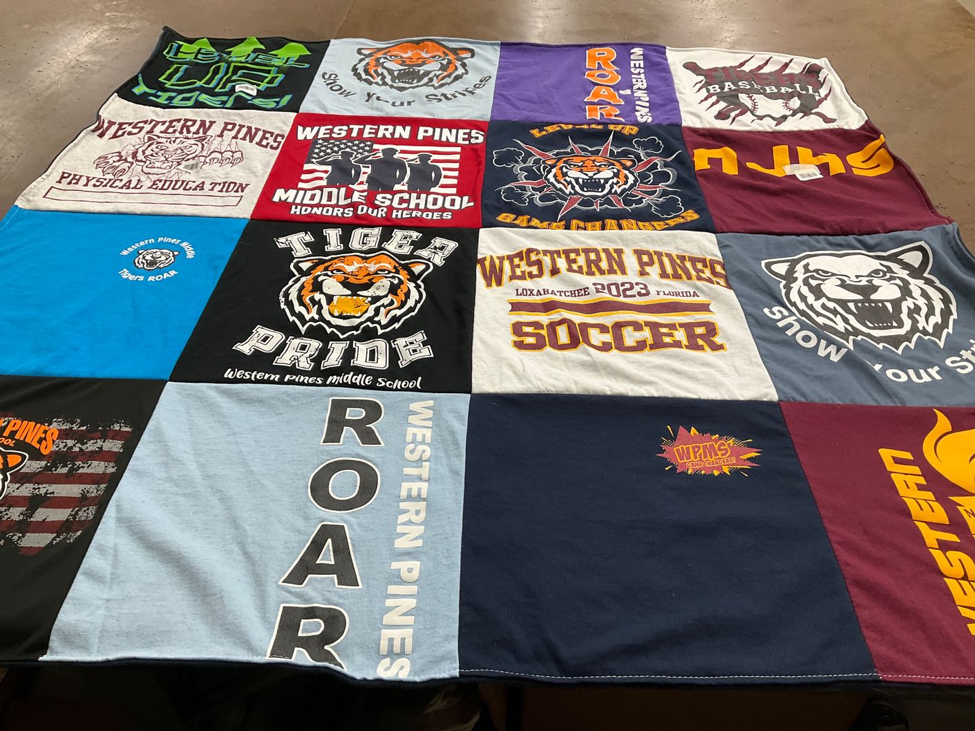 T-shirt quilt from western pines middle school by Christy from FL