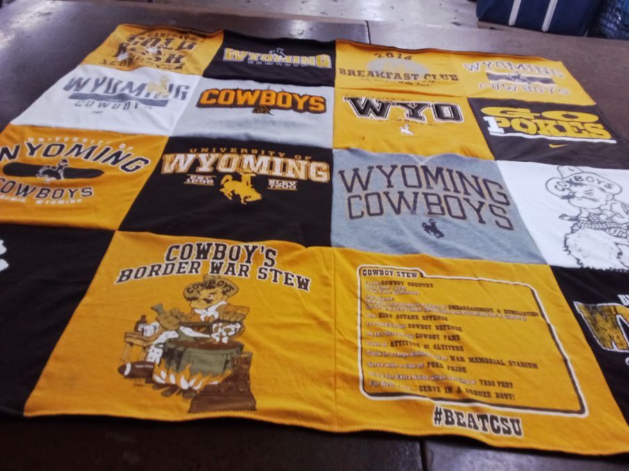 T-shirt quilt featuring wyoming cowboys by Karrie from CO