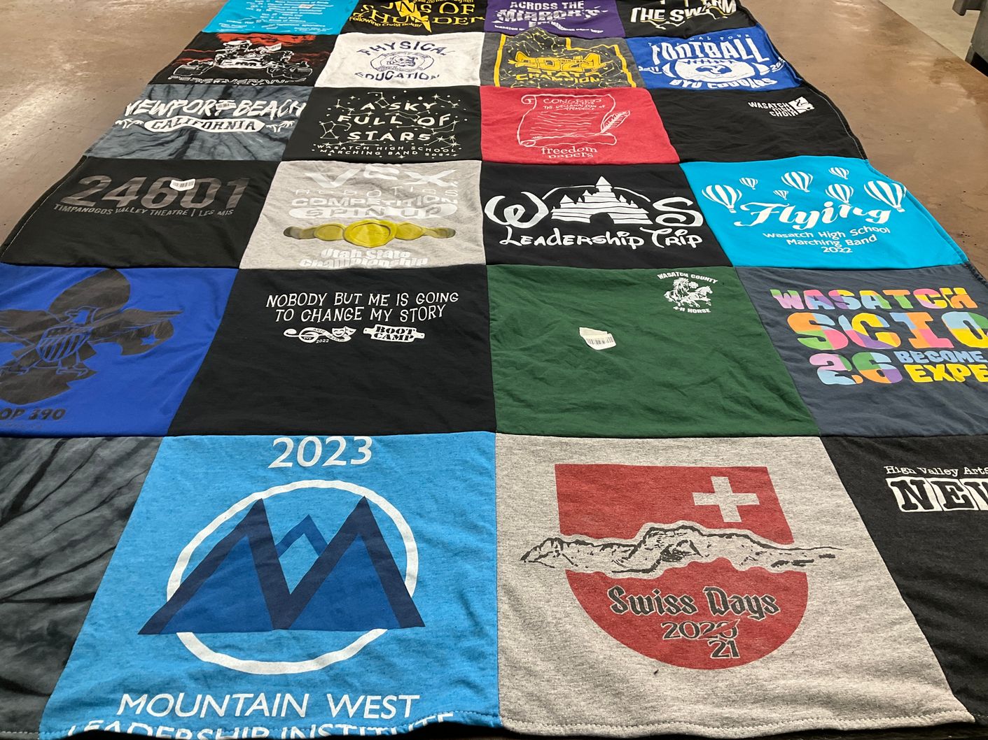 T-shirt quilt from wasatch high school by Dena from UT