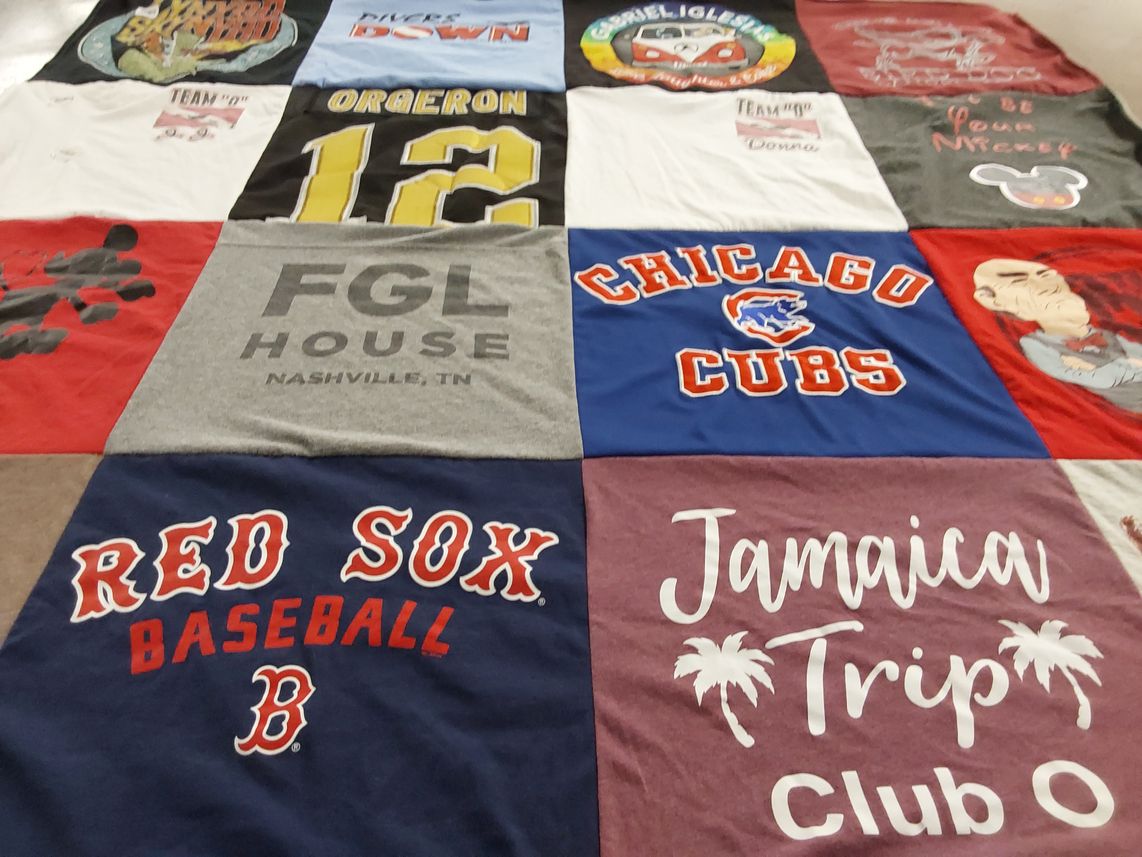T-shirt quilt featuring boston red sox, chicago cubs by Donna from LA