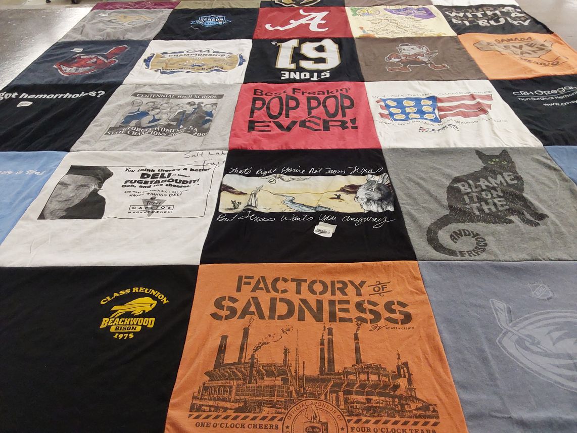 T-shirt quilt from centennial high school by Mitchel from UT