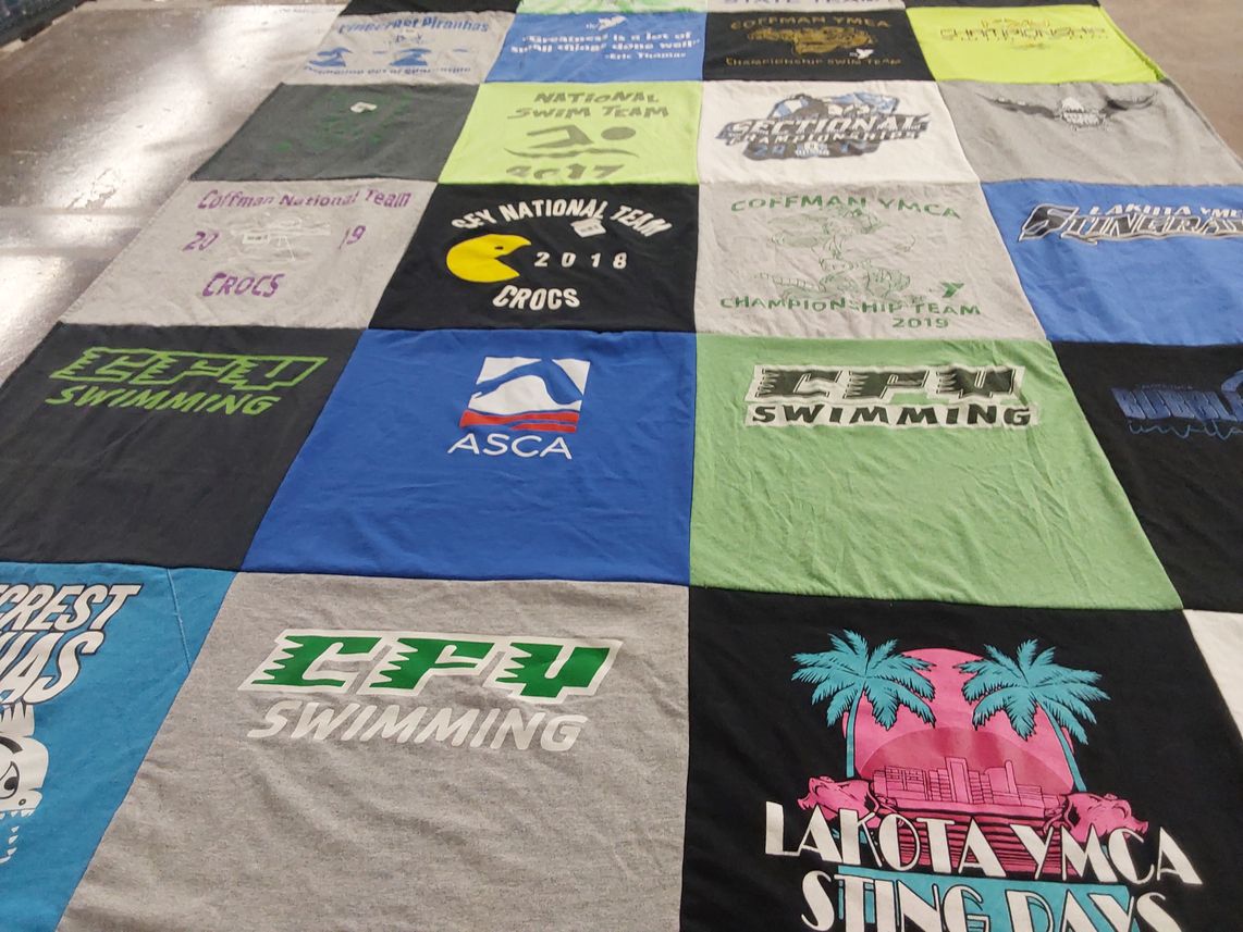 T-shirt quilt featuring coffman swimming by C from OH