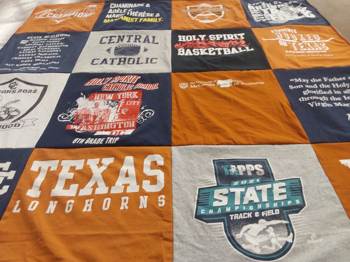 T-shirt quilt featuring texas longhorns by Susan from TX