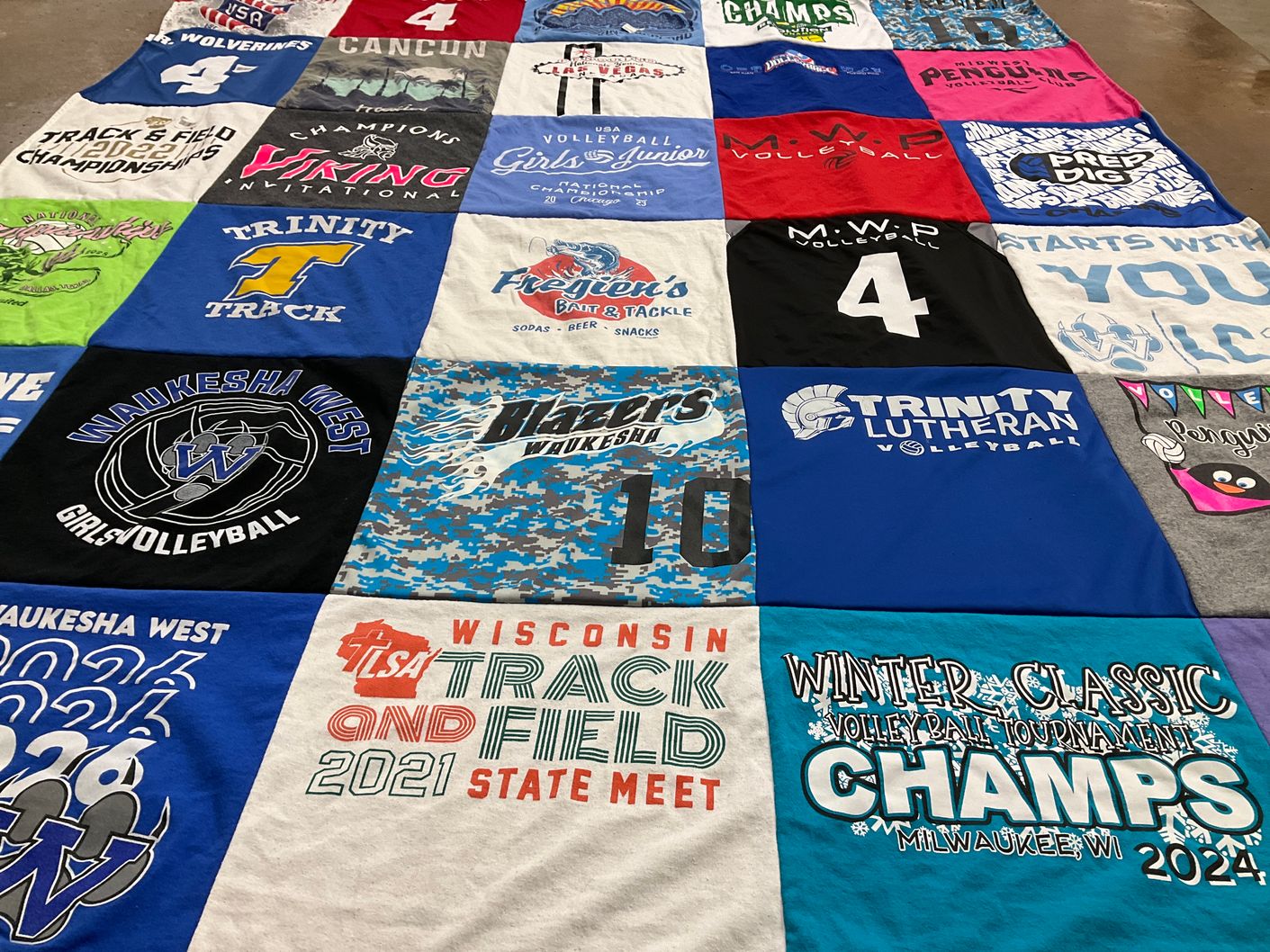 T-shirt quilt featuring waukesha west girls volleyball, m.w.p volleyball by Christy from WI