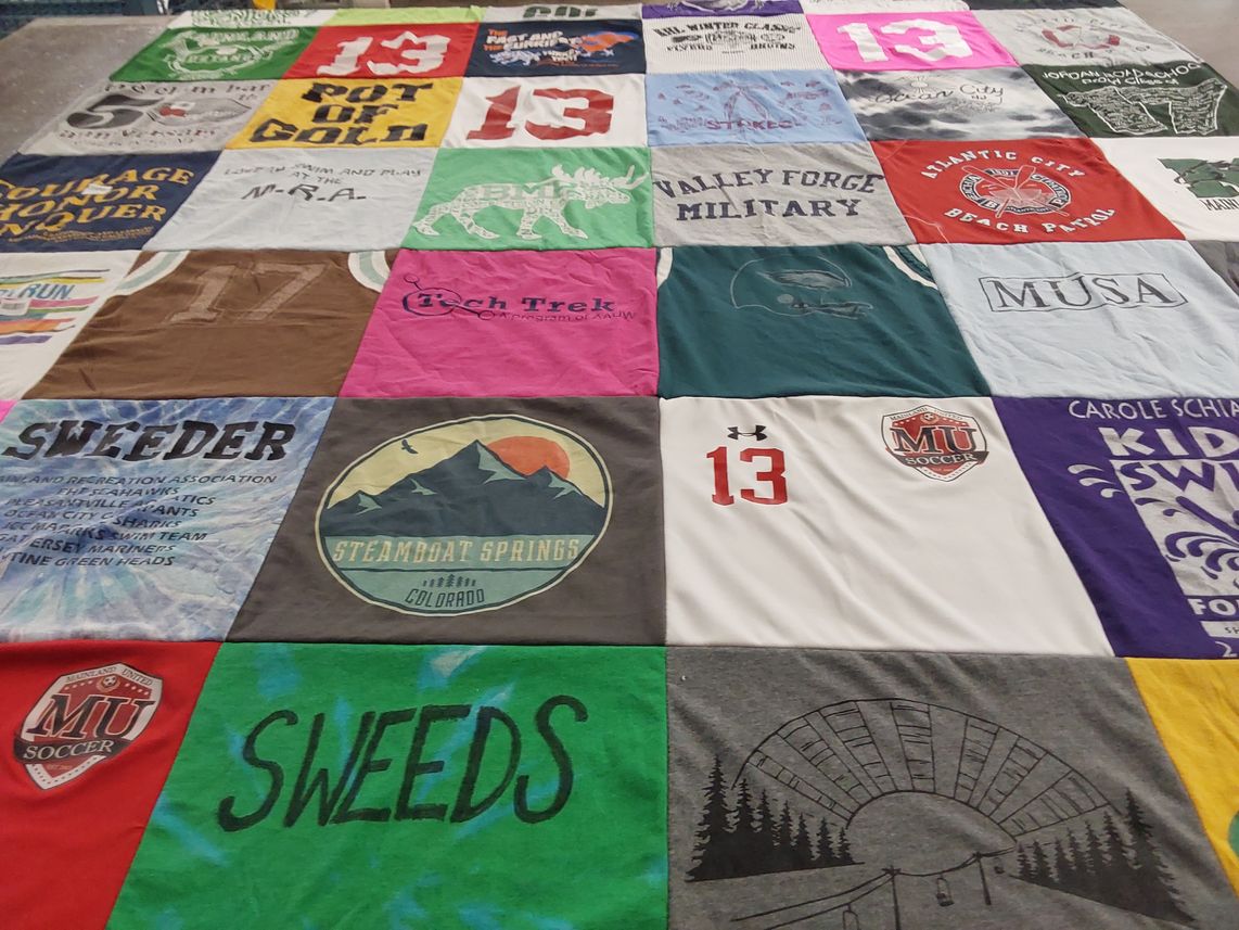 T-shirt quilt featuring millersville university soccer by Kathleen from NJ