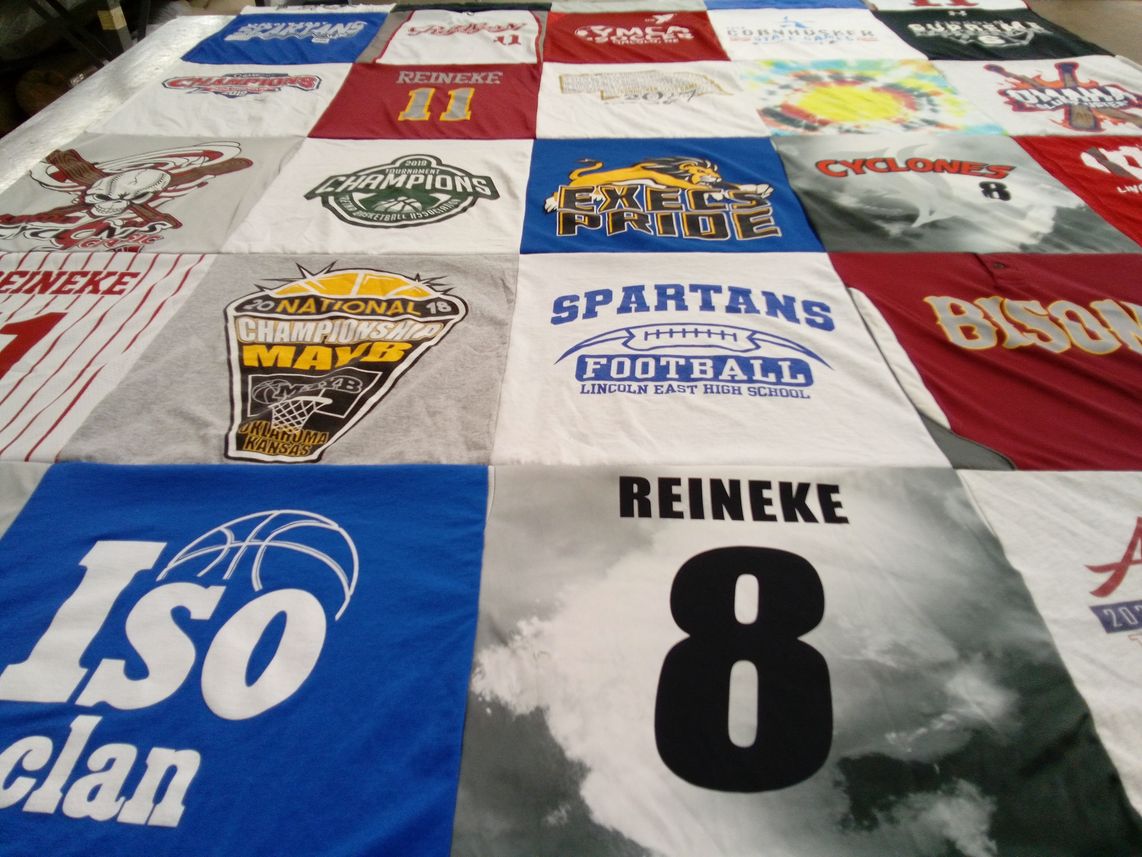 T-shirt quilt featuring lincoln east spartans by Kelly from NE