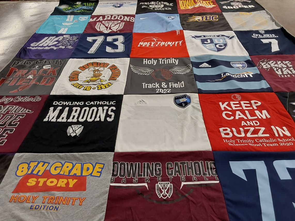 T-shirt quilt featuring dowling catholic maroons, iowa junior soccer club by David from IA
