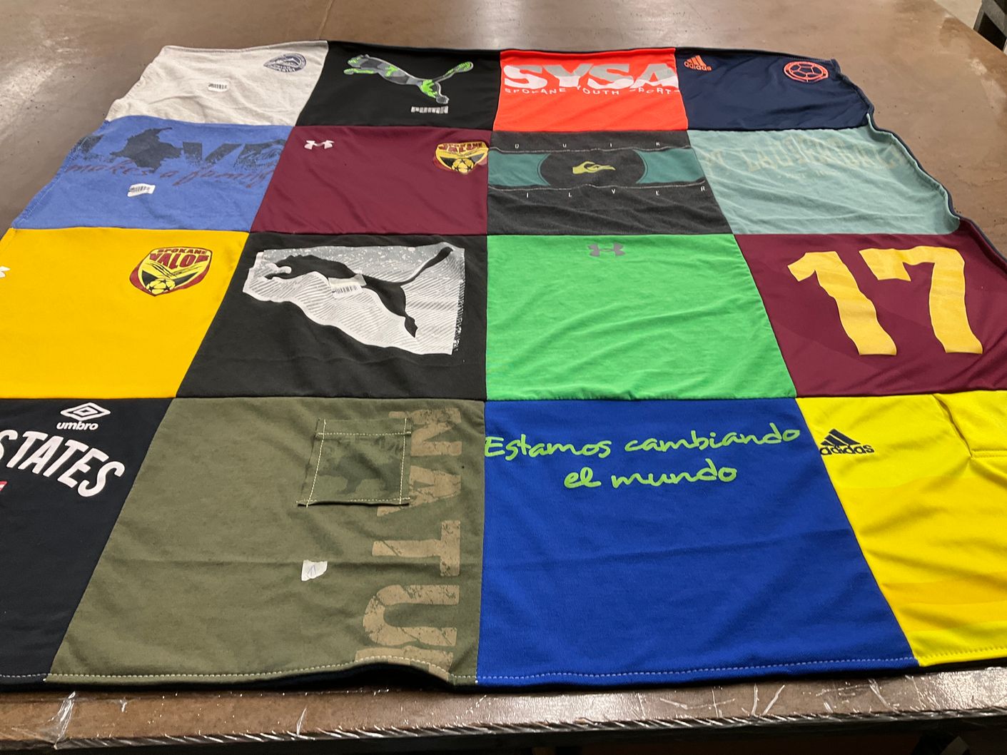 T-shirt quilt with soccer themes by Stefanie from WA