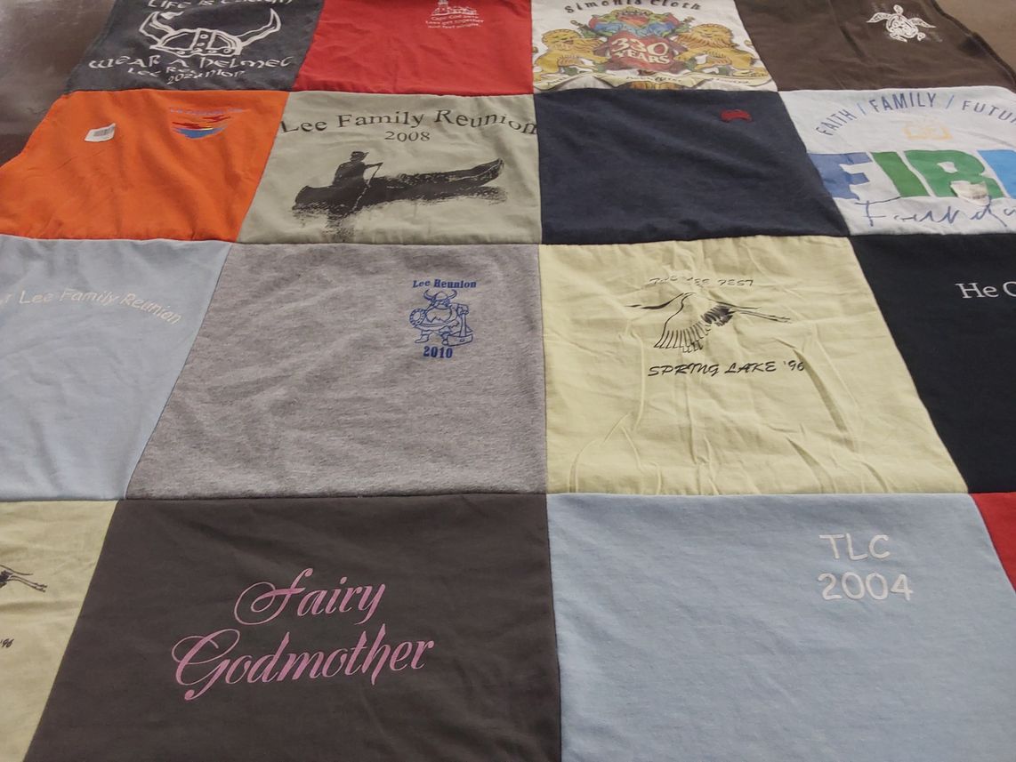 T-shirt quilt with family reunions, community events themes by Maia from MI