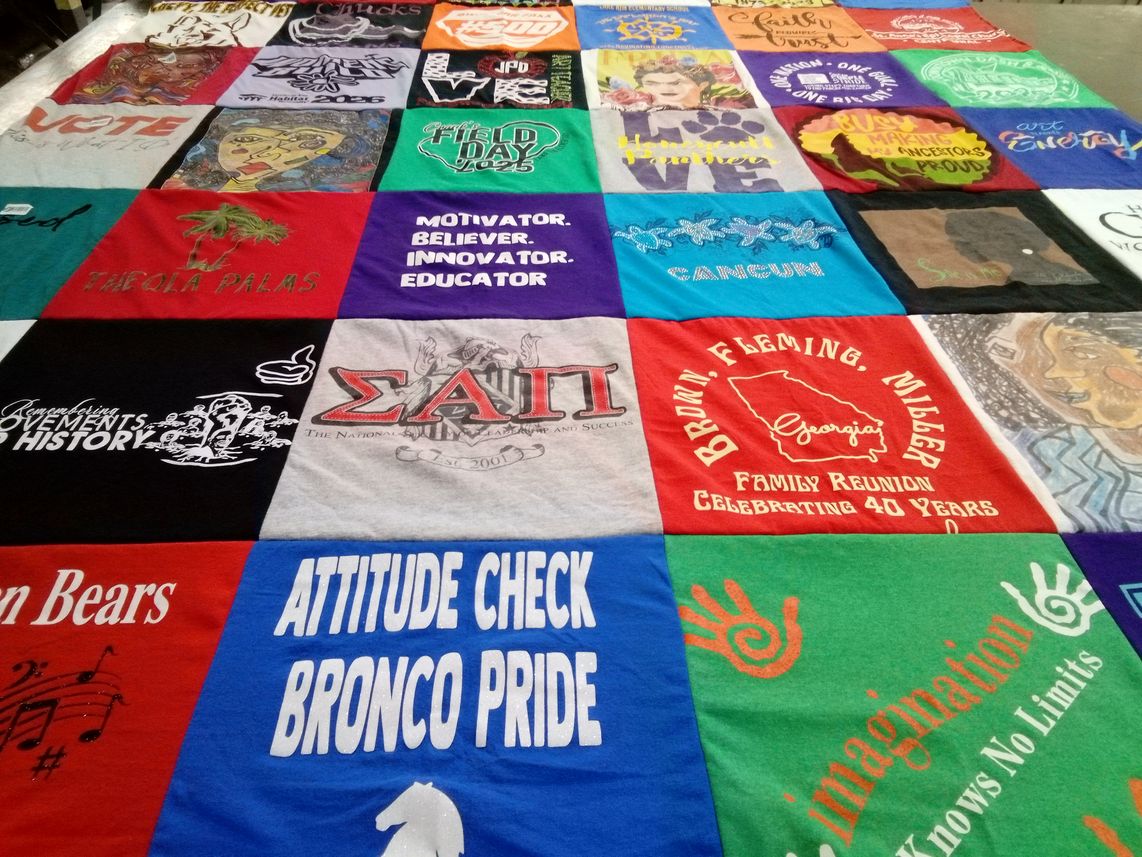 T-shirt quilt with family, reunion themes by Jill from NC
