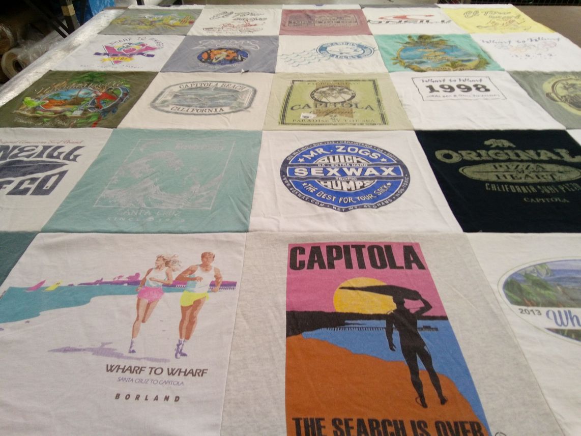 T-shirt quilt with beach, running themes by Brenda from CA