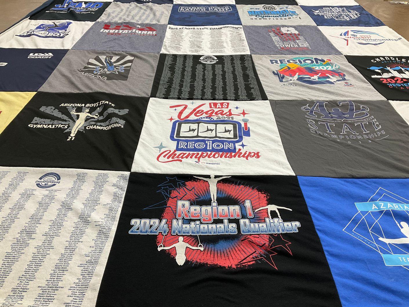 T-shirt quilt from azariah gymnastics by Karen from AZ