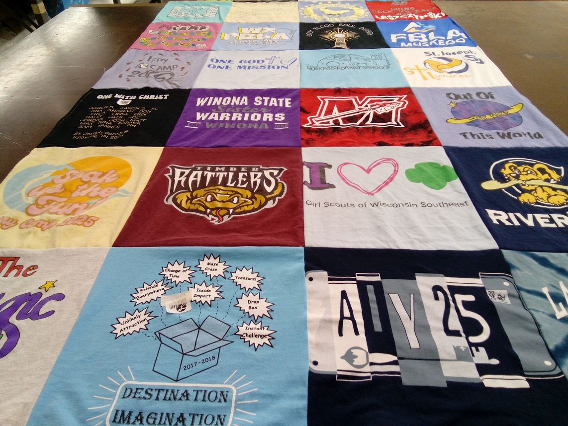 T-shirt quilt featuring timber rattlers by LISA from WI