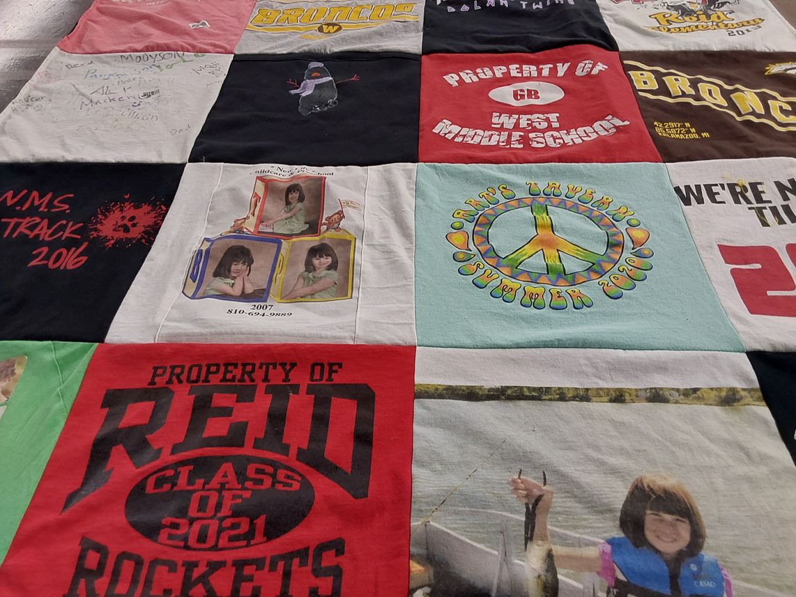 T-shirt quilt featuring reid rockets, brockton broncos by Andrea from MI