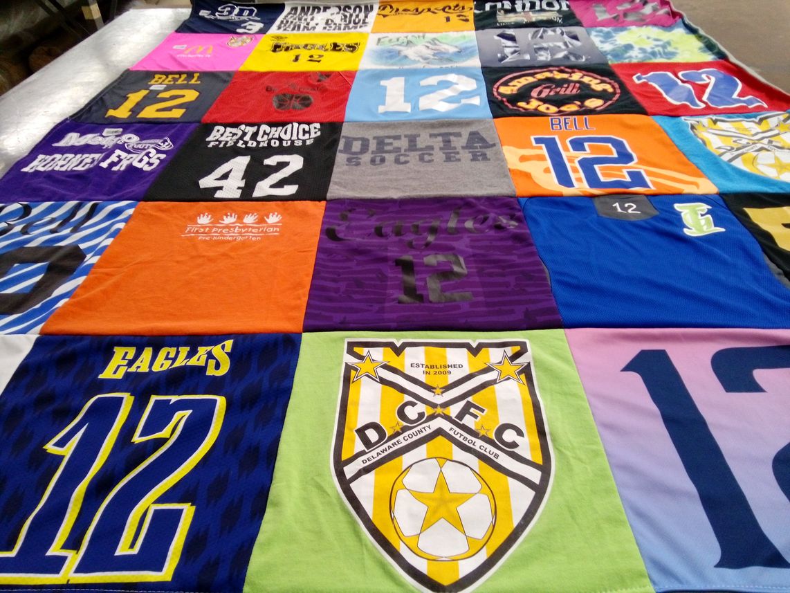 T-shirt quilt featuring delaware county futbol club by Annie from IN