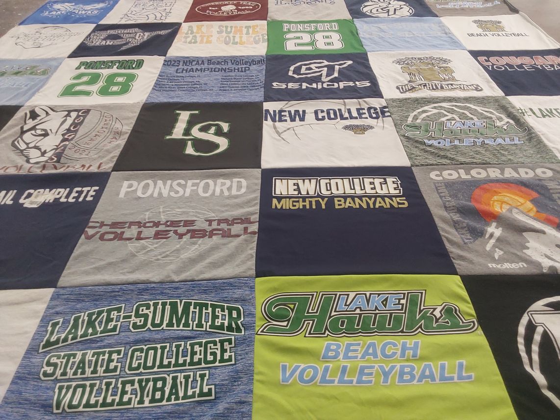 T-shirt quilt featuring lake sumter state college volleyball, new college mighty banyans by Jayla from FL