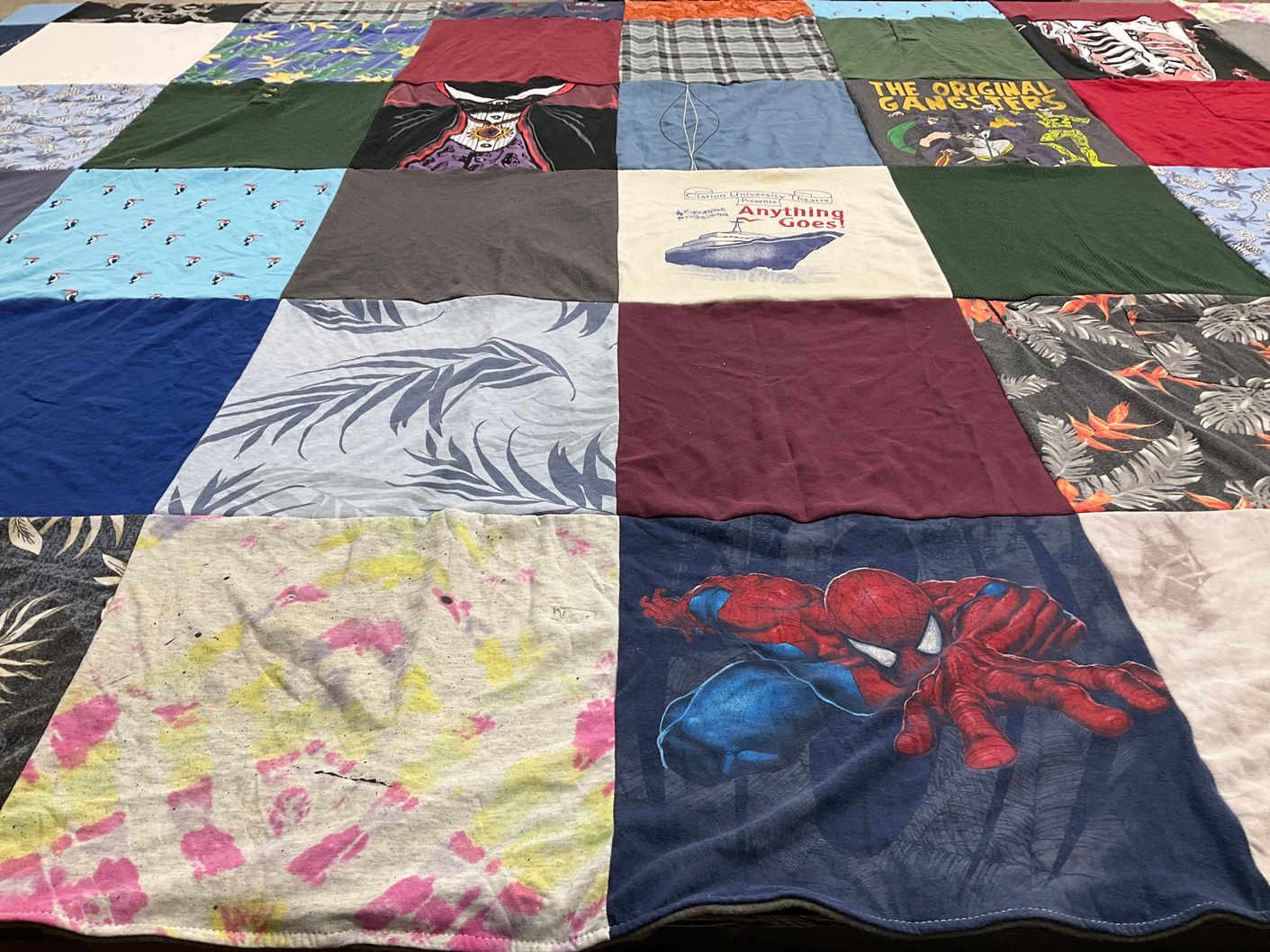 T-shirt quilt with comics, movies themes by Chantel from PA
