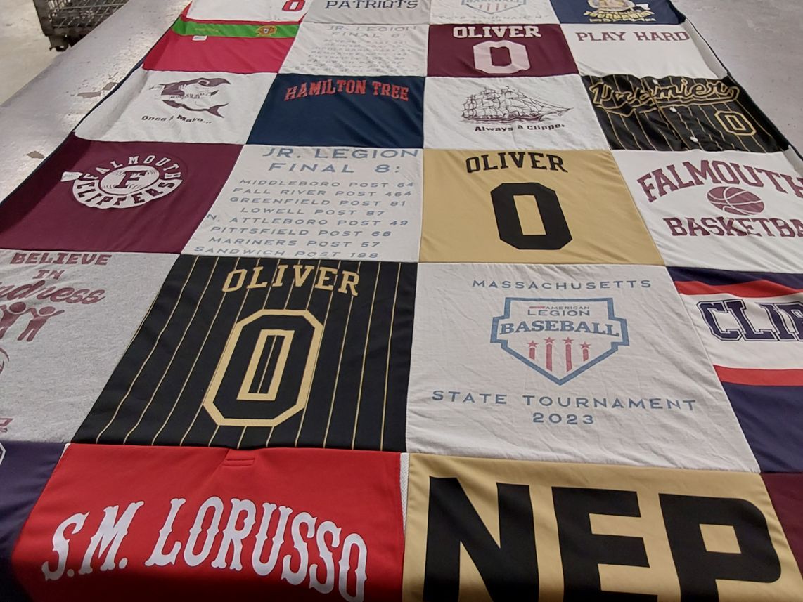 T-shirt quilt from falmouth high school, oliver high school by Tania from MA