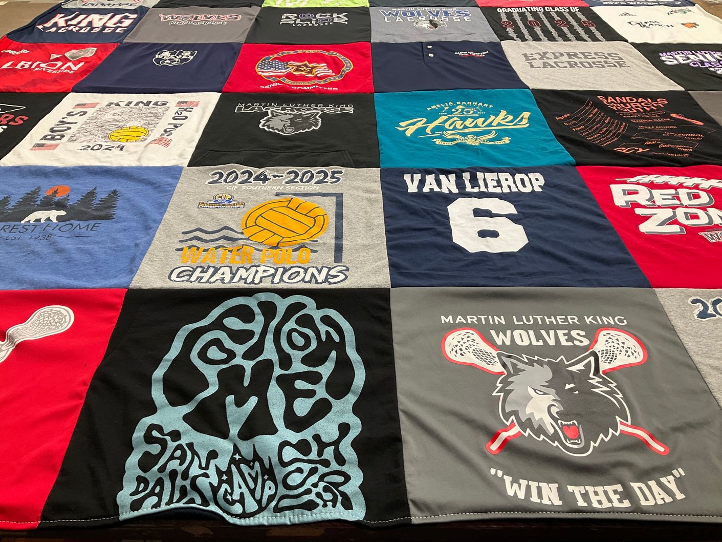 T-shirt quilt featuring martin luther king junior high school wolves by Brianna from CA