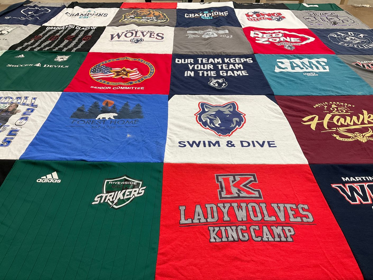 T-shirt quilt featuring riverside strikers by Brianna from CA