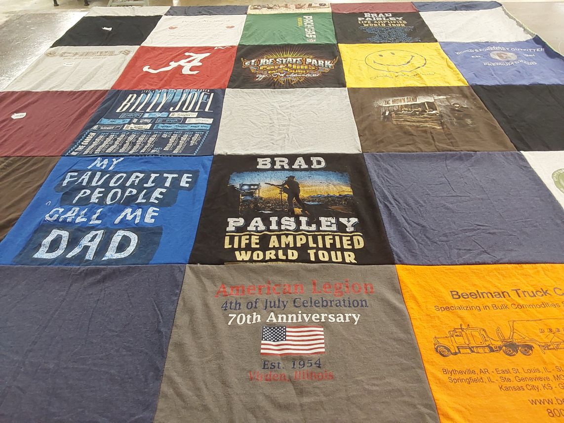 T-shirt quilt with country music, military themes by Kaitlyn from IL