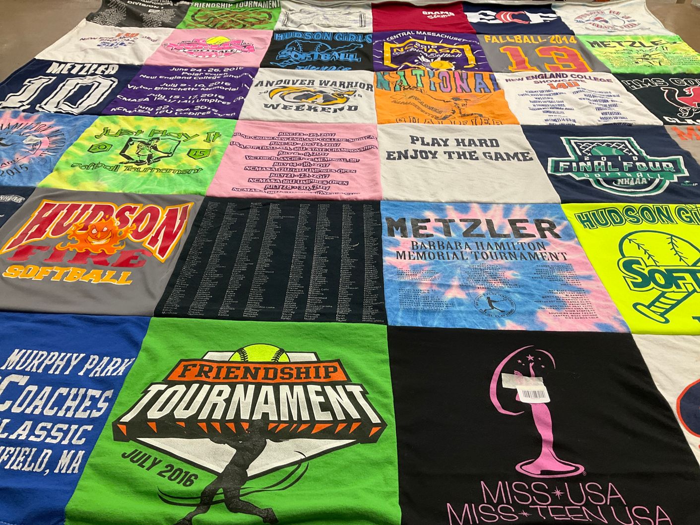 T-shirt quilt featuring hudson girls softball by Ariadne from MA