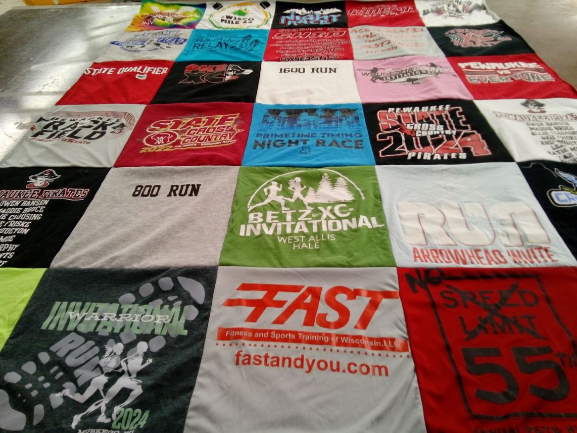T-shirt quilt featuring pewaukee high school, west allis hale high school by shelly from WI