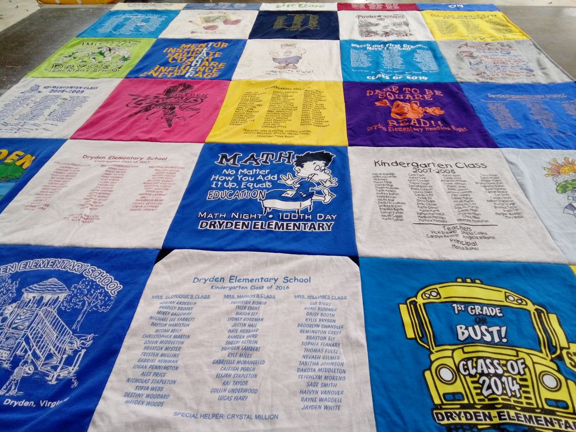 T-shirt quilt from dryden elementary school by Angela from VA