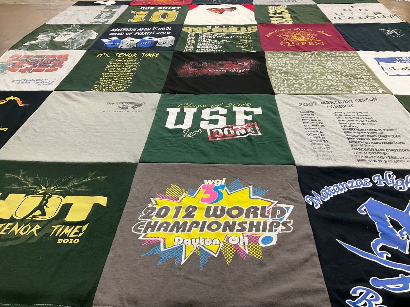 T-shirt quilt featuring matanzas high school band by Theodore from FL
