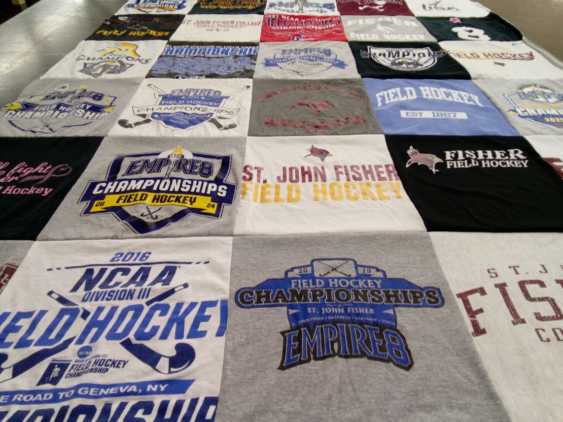T-shirt quilt featuring st. john fisher field hockey by Gianna from NY