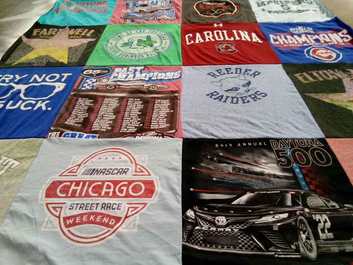 T-shirt quilt featuring carolina, chicago cubs by Mary from FL