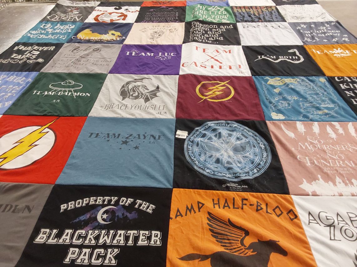 T-shirt quilt with fantasy, literature themes by Sabrina from NY