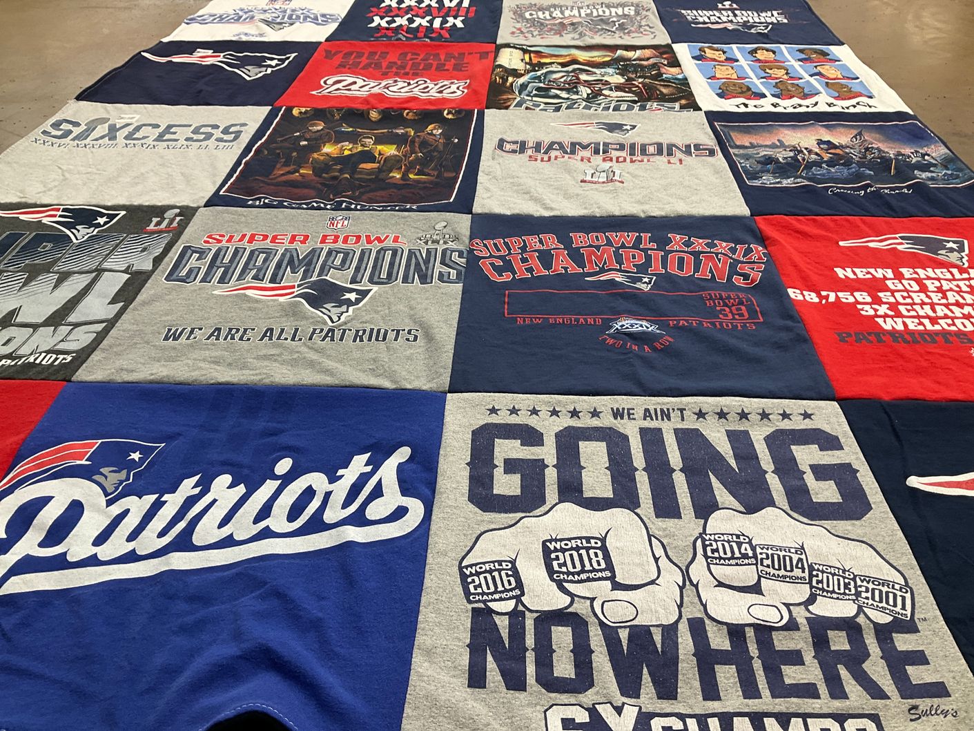 T-shirt quilt featuring new england patriots by Pamela from MA