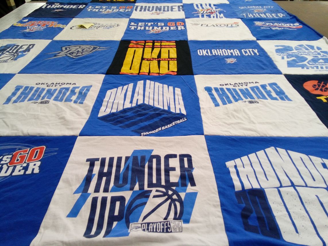 T-shirt quilt featuring oklahoma city thunder by Marilyn from OK