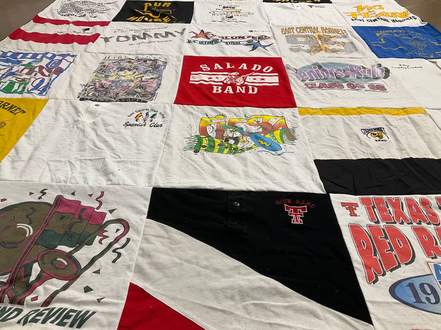 T-shirt quilt from east central high school, texas tech university by Cynthia from TX