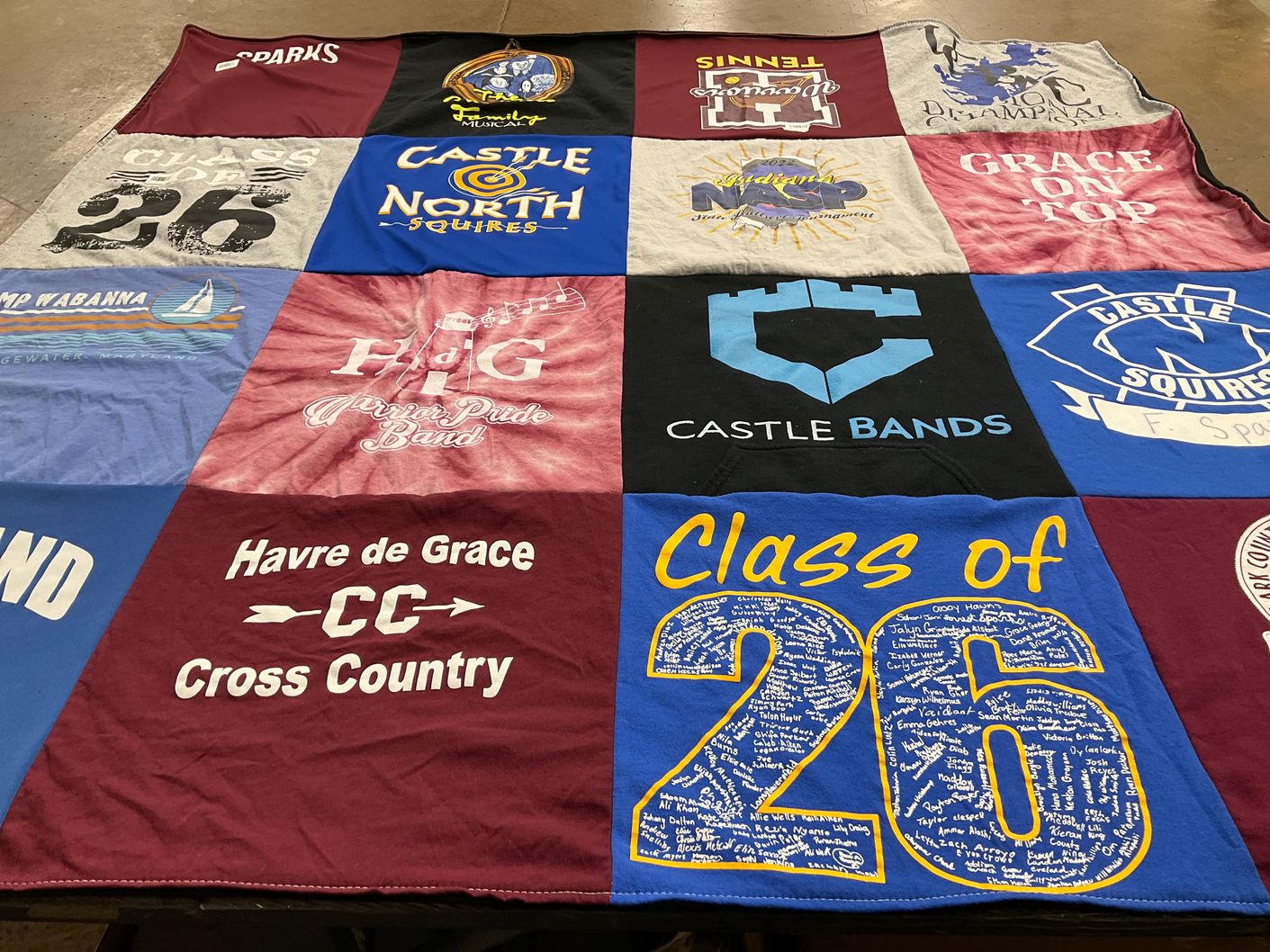 T-shirt quilt from haver de grace high school, castle high school by Heather from MD
