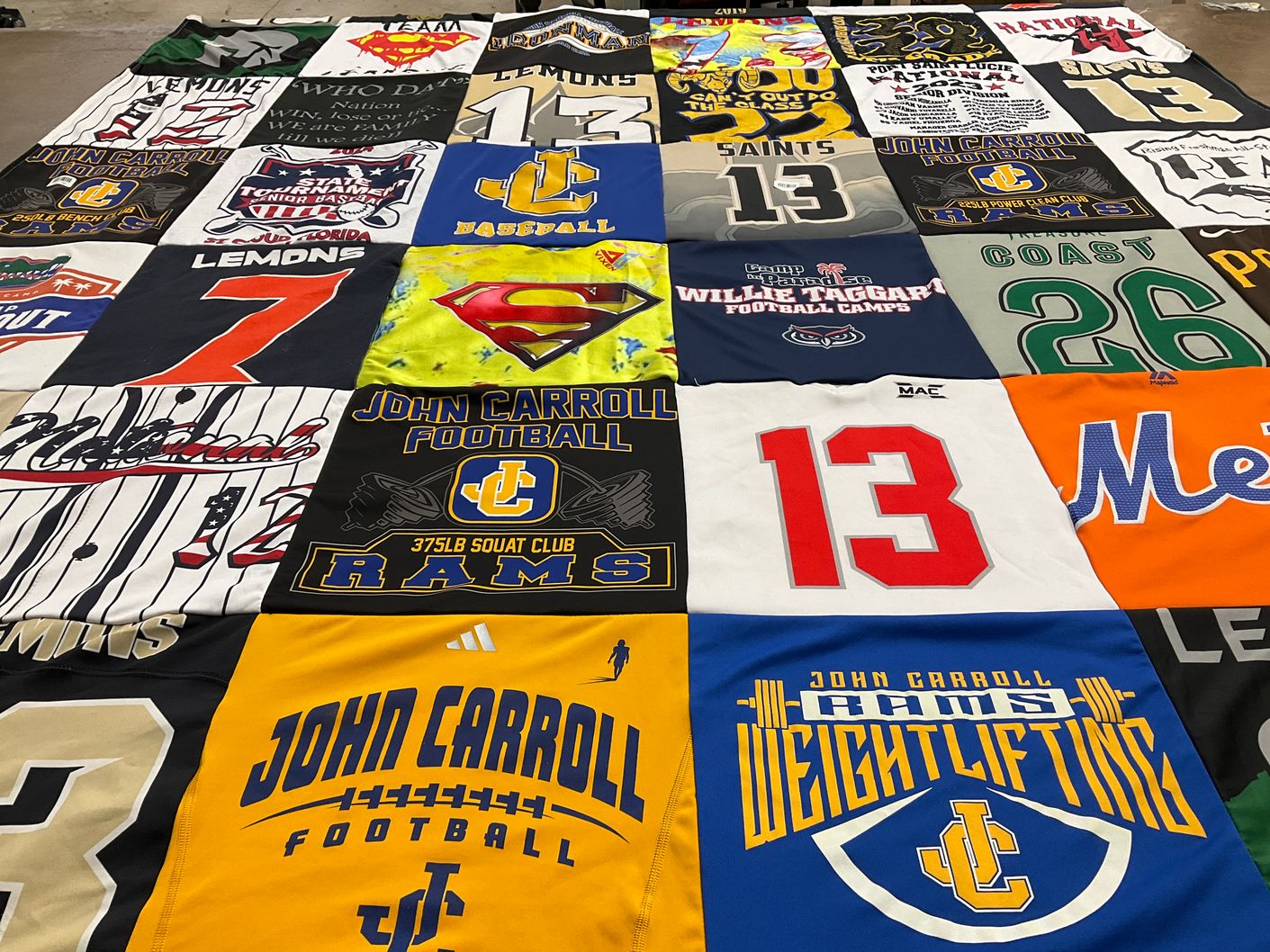 T-shirt quilt featuring john carroll rams by Mikale from FL