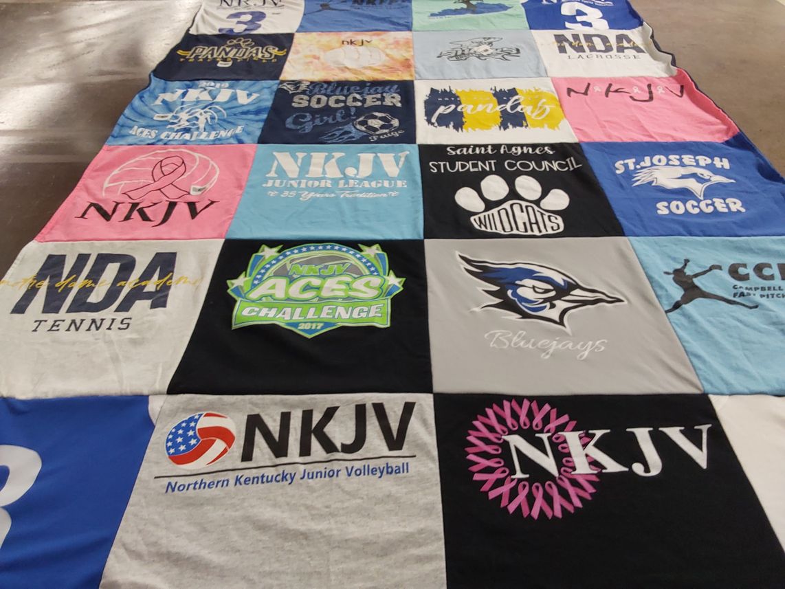 T-shirt quilt featuring northern kentucky junior volleyball team, nda lacrosse by Sherry from KY