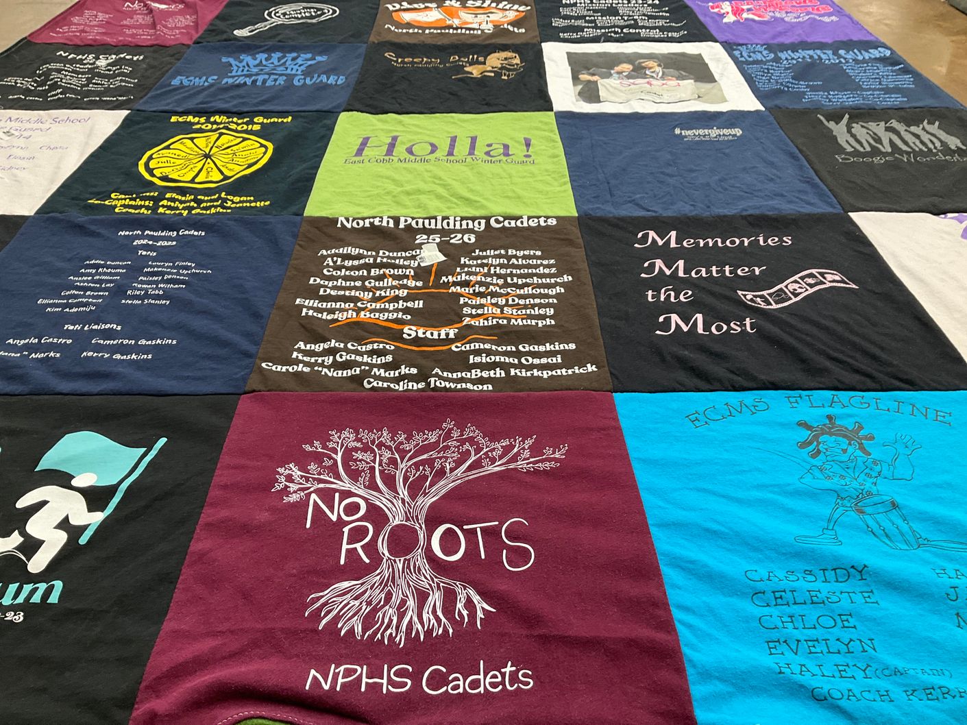 T-shirt quilt from north paulding high school, east cobb middle school by Carole from GA