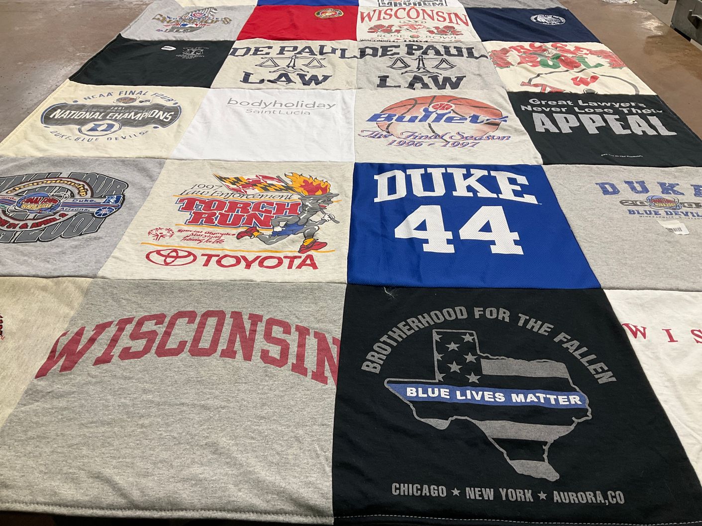 T-shirt quilt featuring duke university basketball team by Bonnie from IL