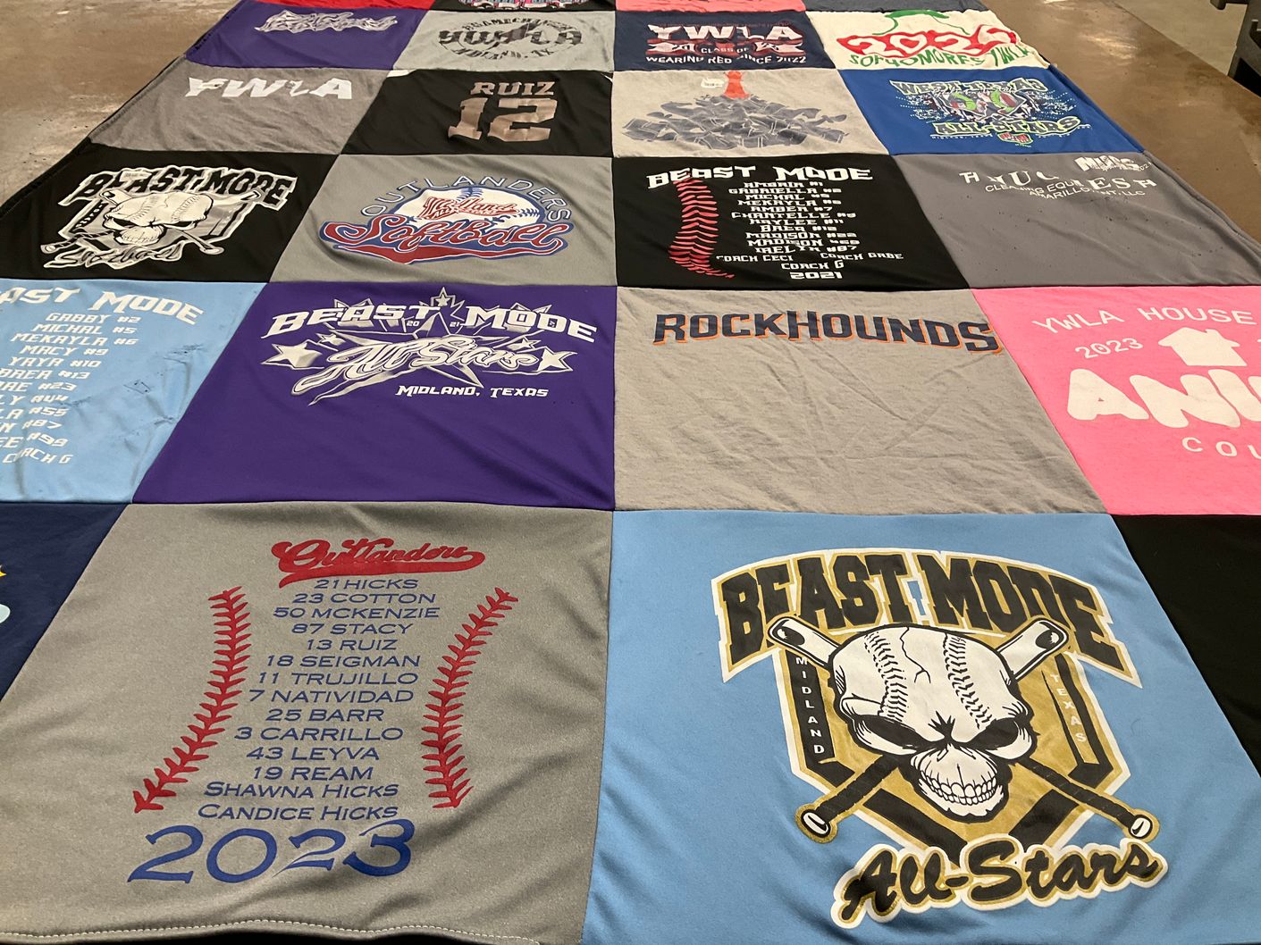T-shirt quilt featuring beast mode all-stars by Crystal from TX