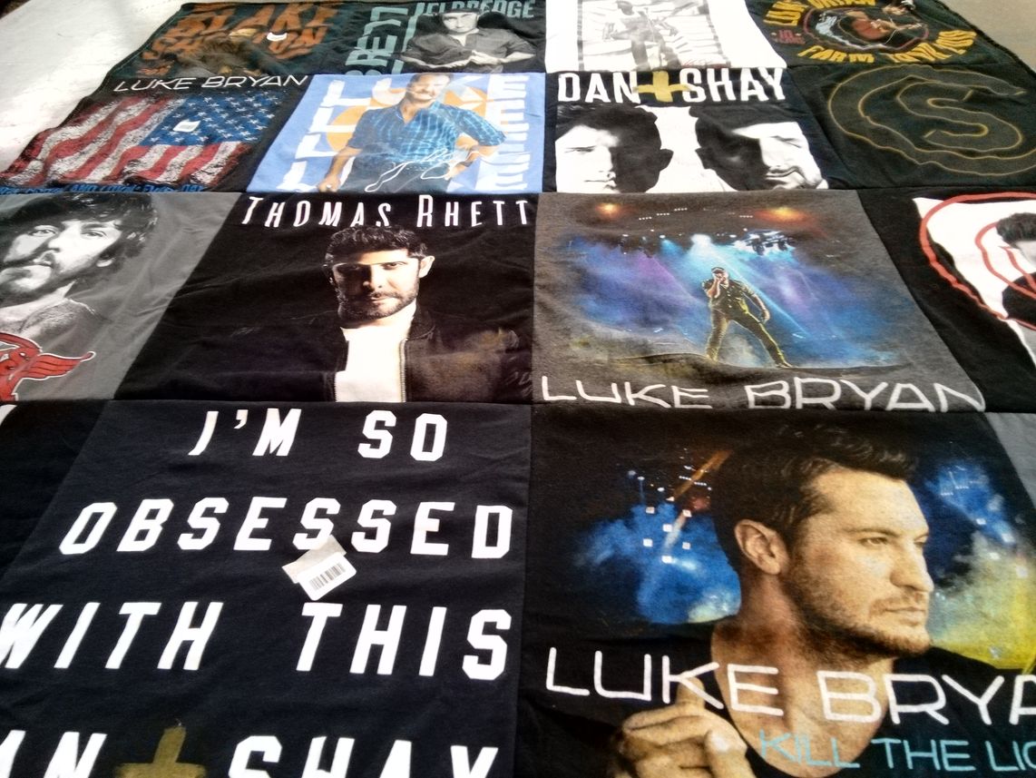T-shirt quilt with country music themes by Michelle from TN