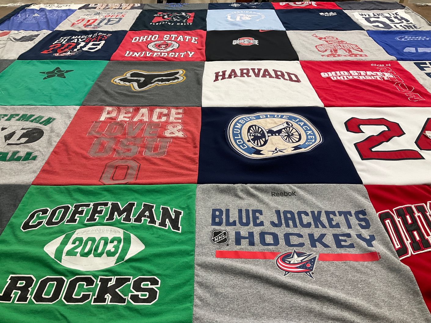T-shirt quilt featuring columbus blue jackets by Rachel from OH