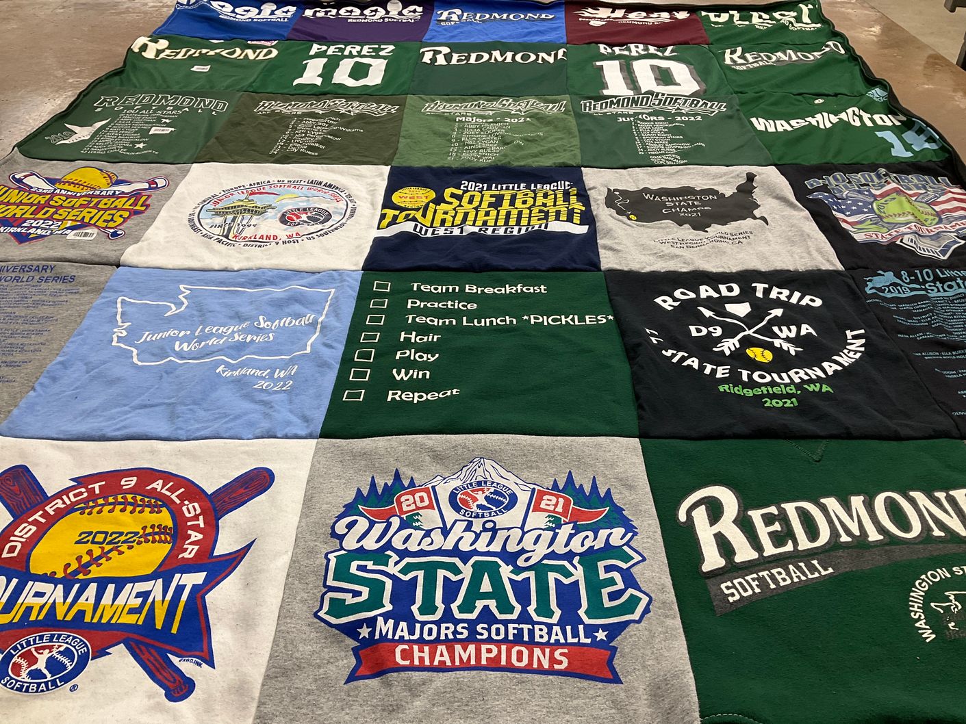 T-shirt quilt from redmond high school by Meghan from WA