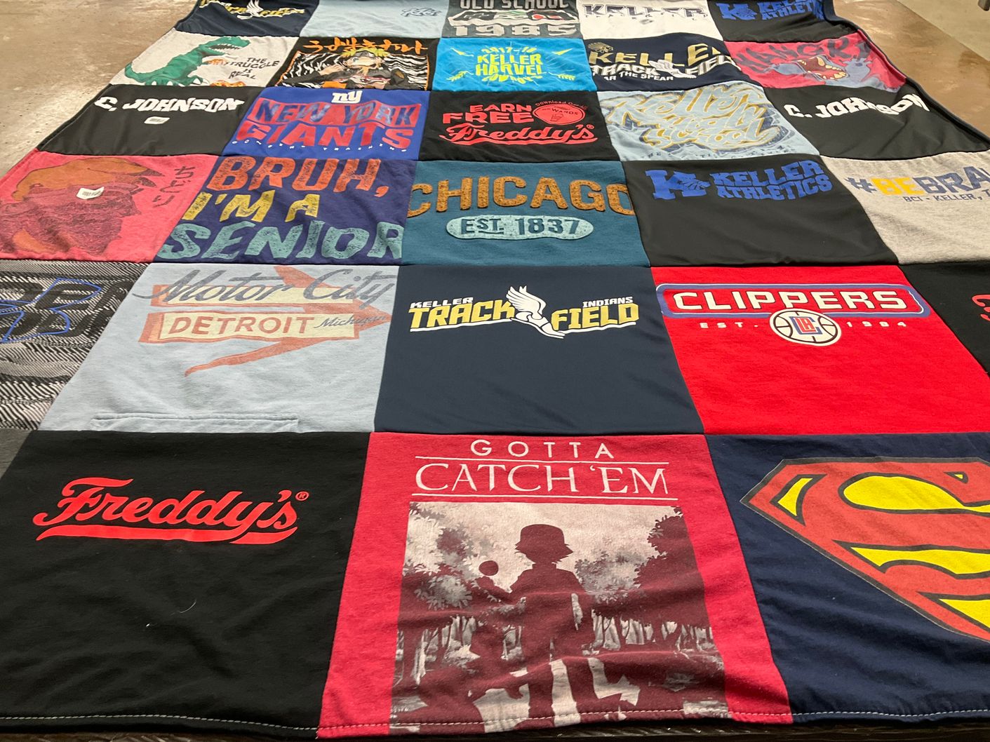 T-shirt quilt featuring los angeles clippers, new york giants by Lana from TX