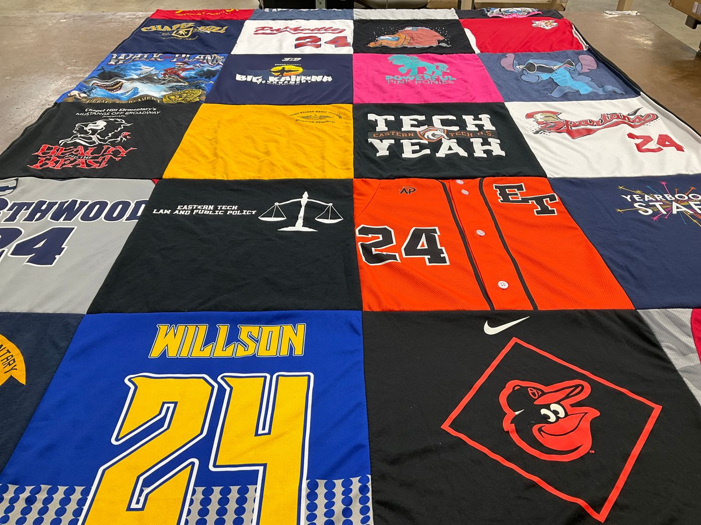 T-shirt quilt featuring eastern technical high school baseball team by Monica from MD